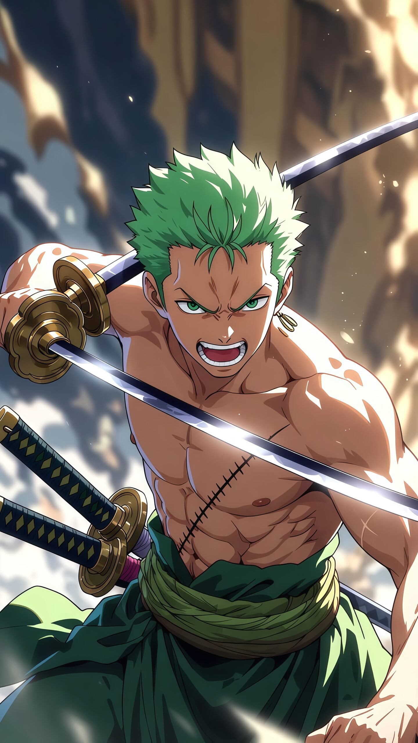 Roronoa Zoro Battle Wallpaper 4K Ultra HD – Anime Lock Screen & Home Screen Background
