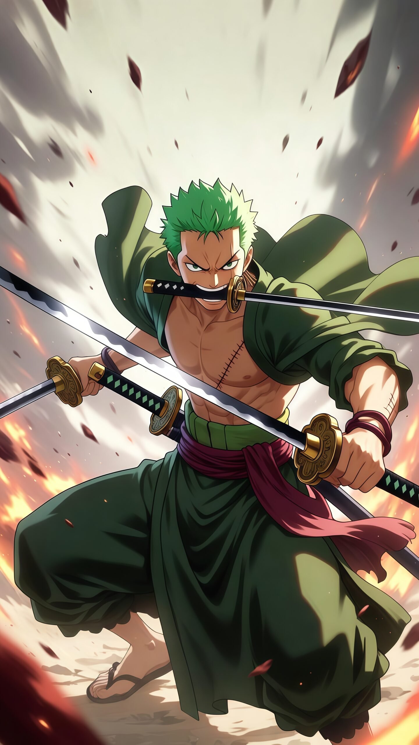 Zoro Fighting Style Wallpaper 4K – One Piece Anime HD Backgrounds for Phone Screen