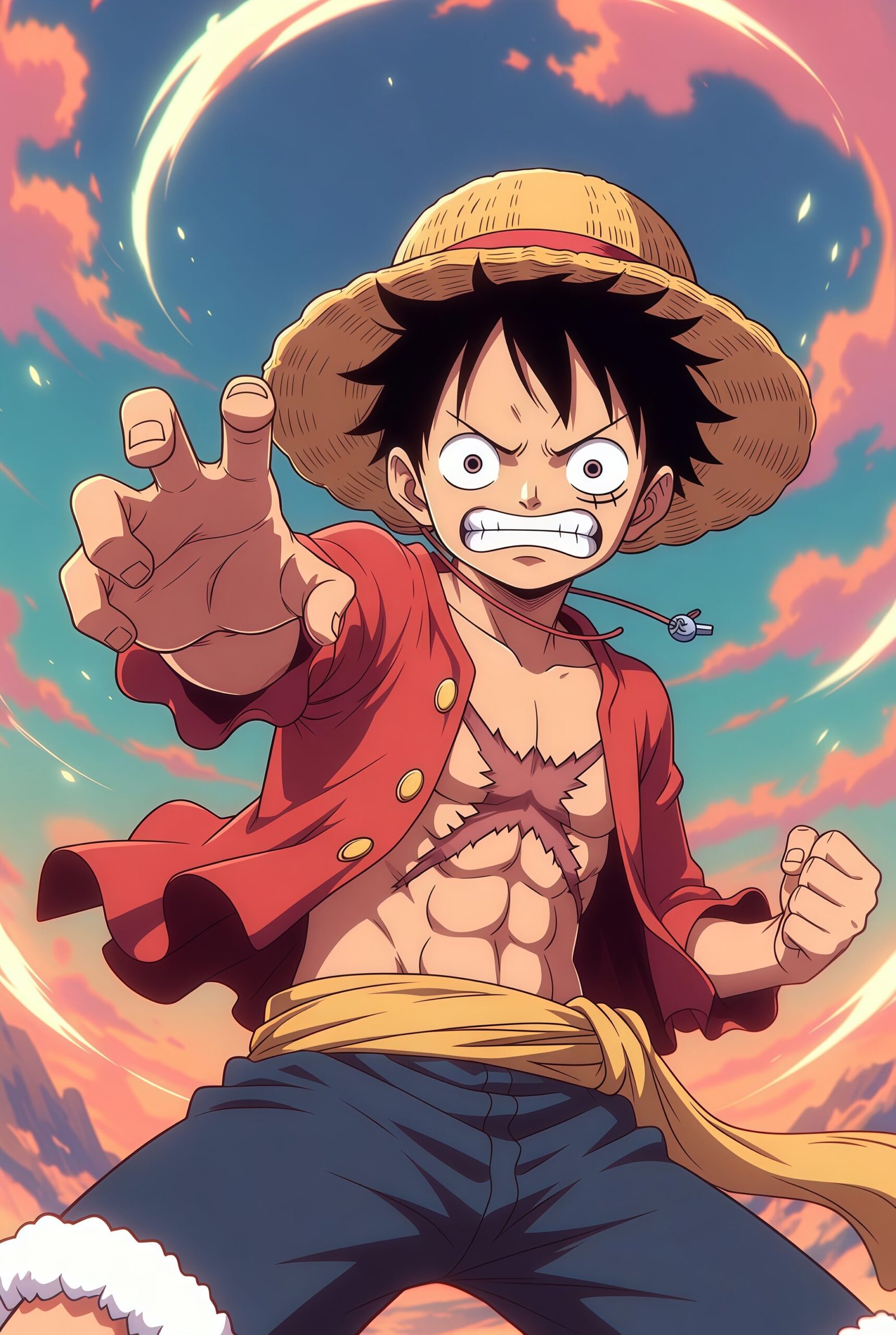 Luffy 4K Fighting Wallpaper for Mobile – One Piece HD Anime Art