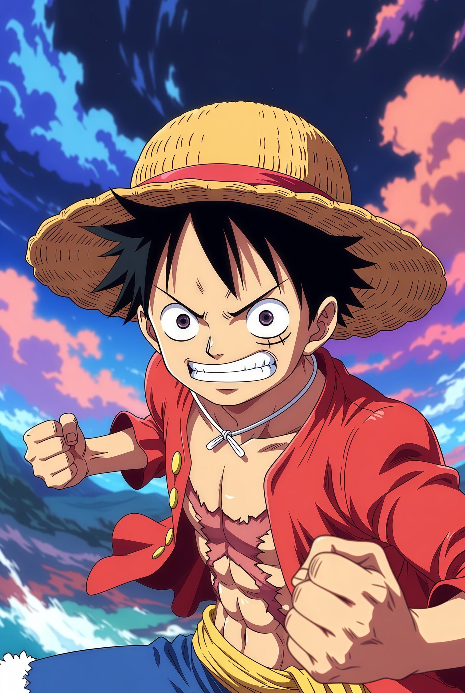 Monkey D. Luffy 4K Phone Wallpaper – Anime Action Fighting Style HD